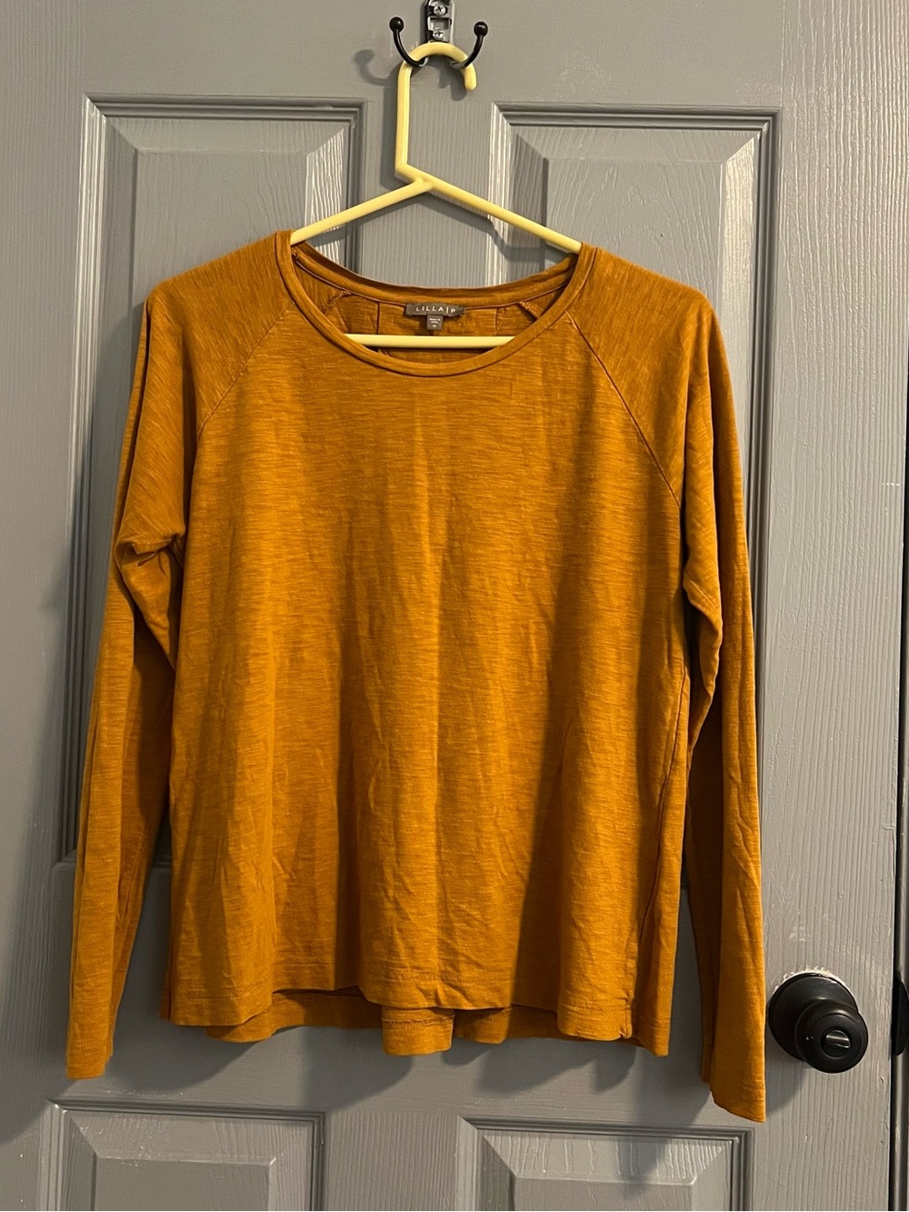 Lilla P Relaxed Crewneck Top Mustard Gold Pima Cotton Modal Lagenlook Peru